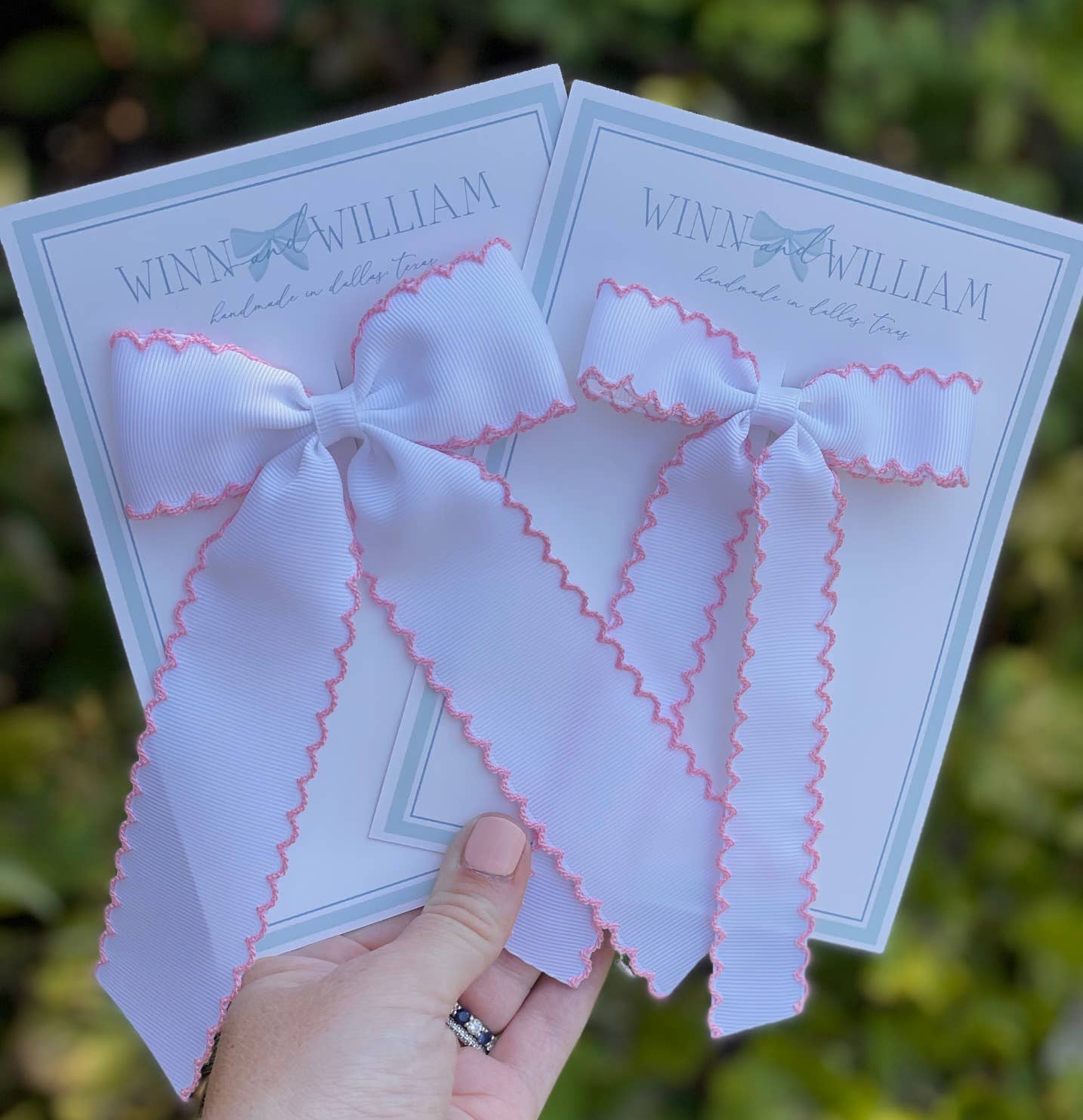 Pink Moonstitch Long-tail bow
