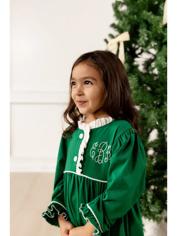 Ruffle Night Gown (red and green)