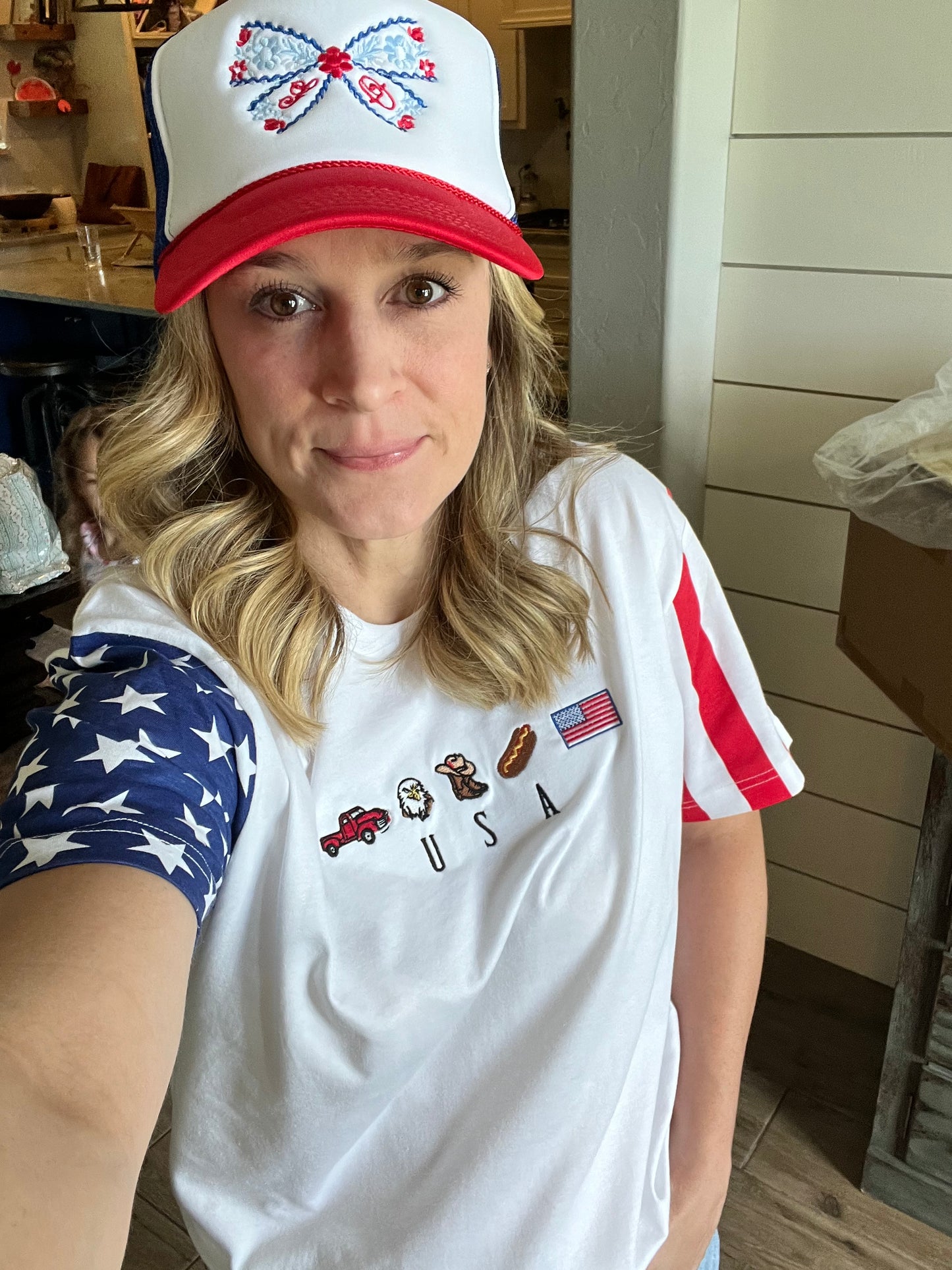 USA Flag Embroidered Tee