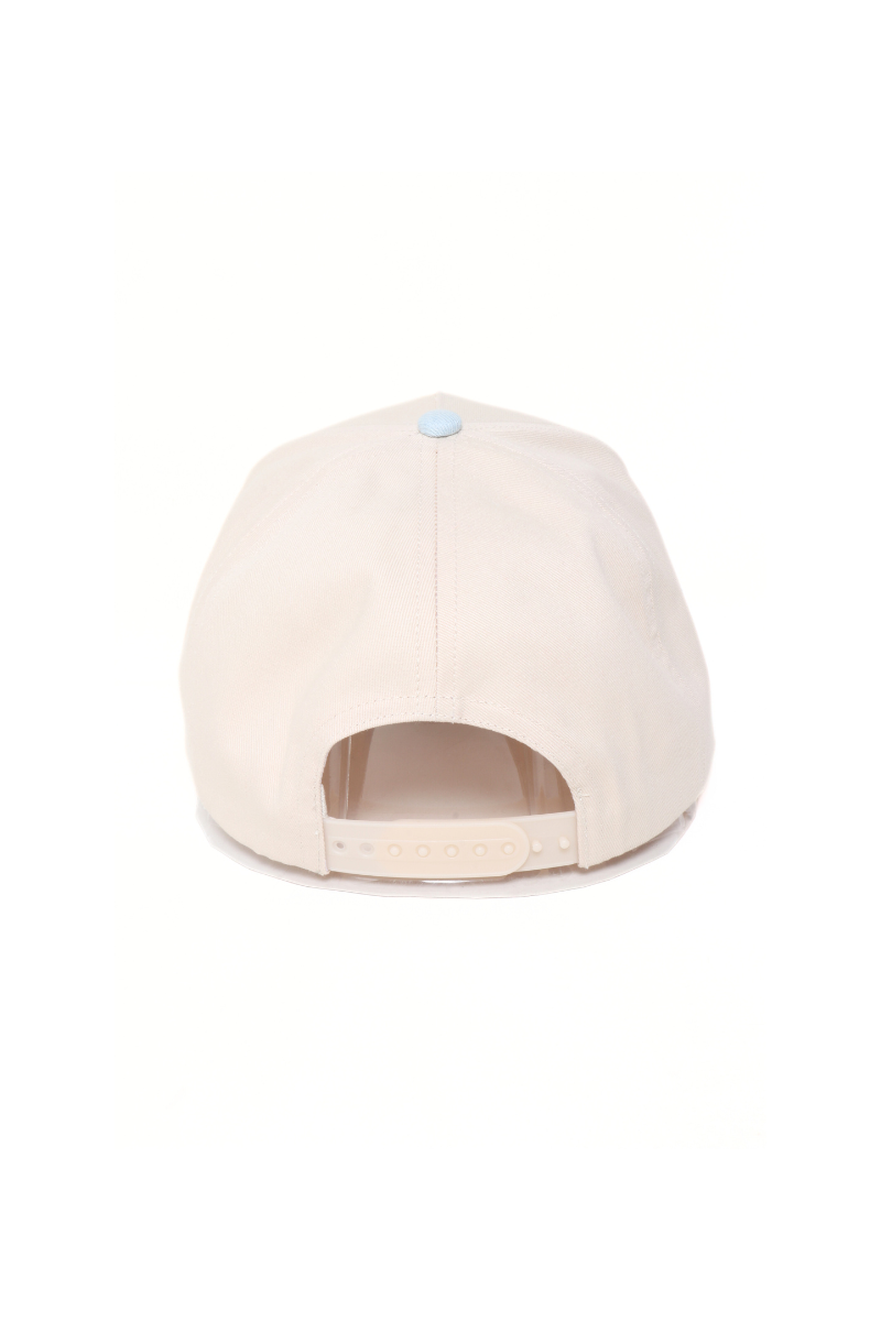 Two-Tone Denim 5 Panel Cap with Red & White Cord Detail