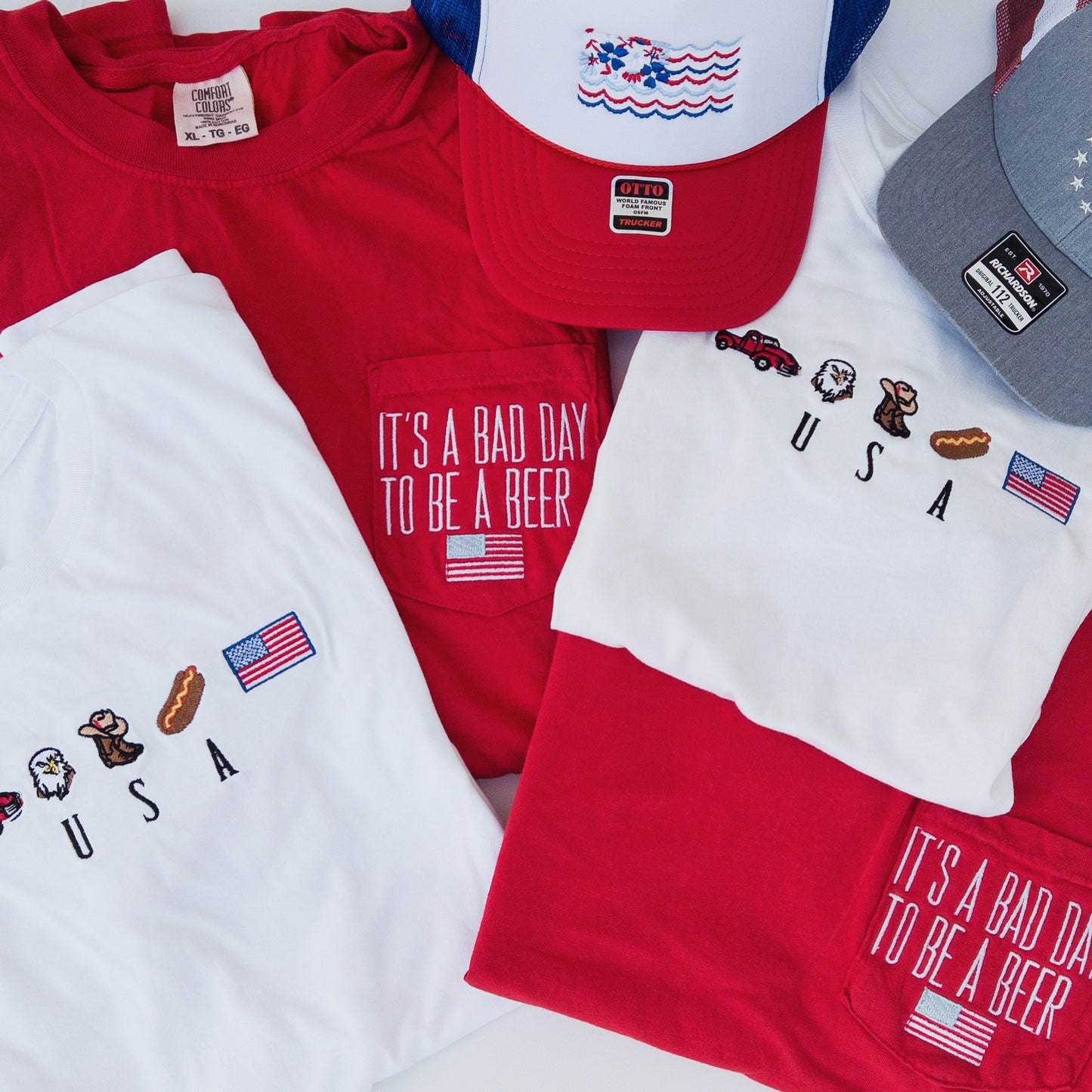 USA Flag Embroidered Tee
