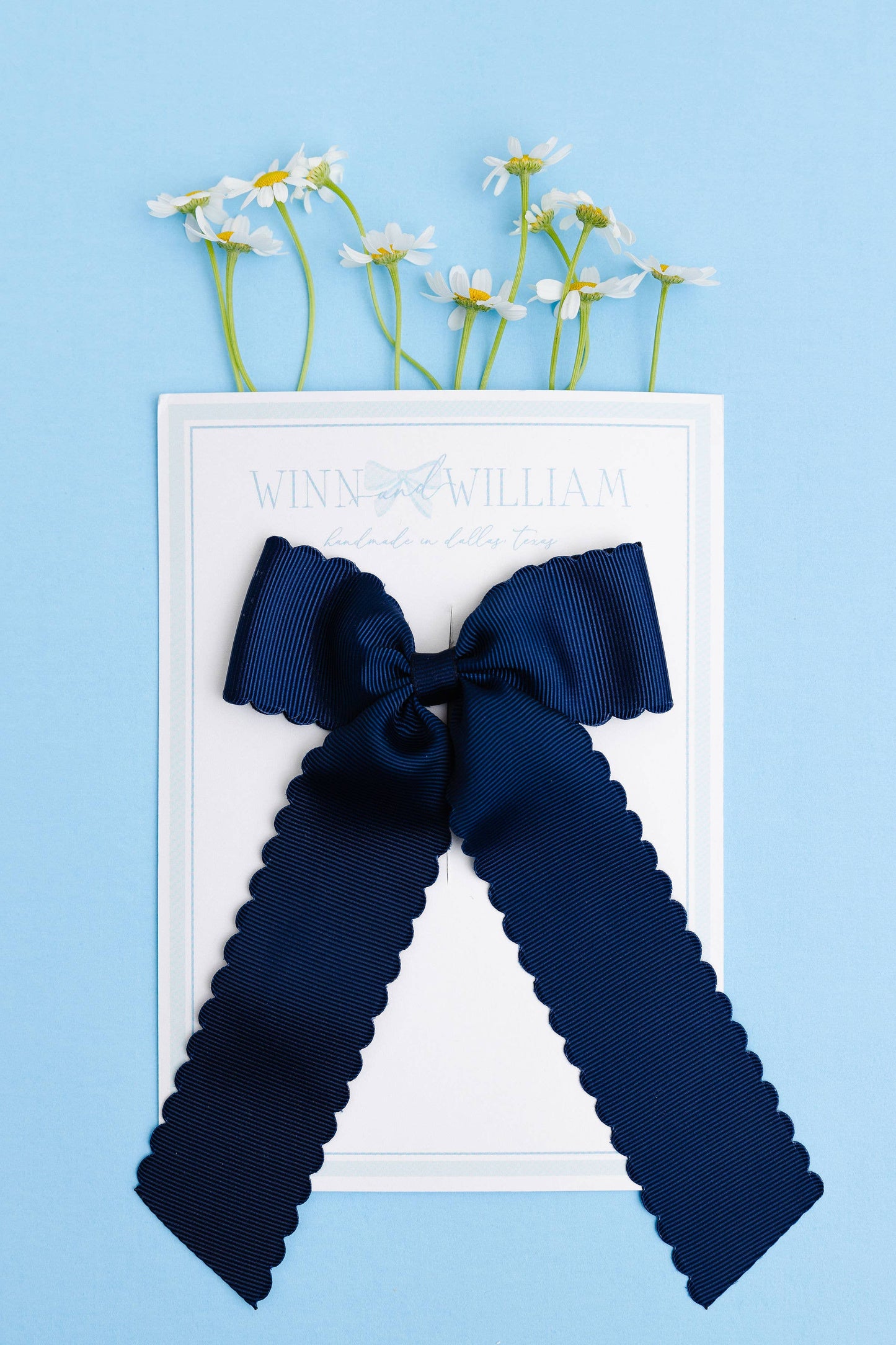 White Scalloped Long-tail Bow