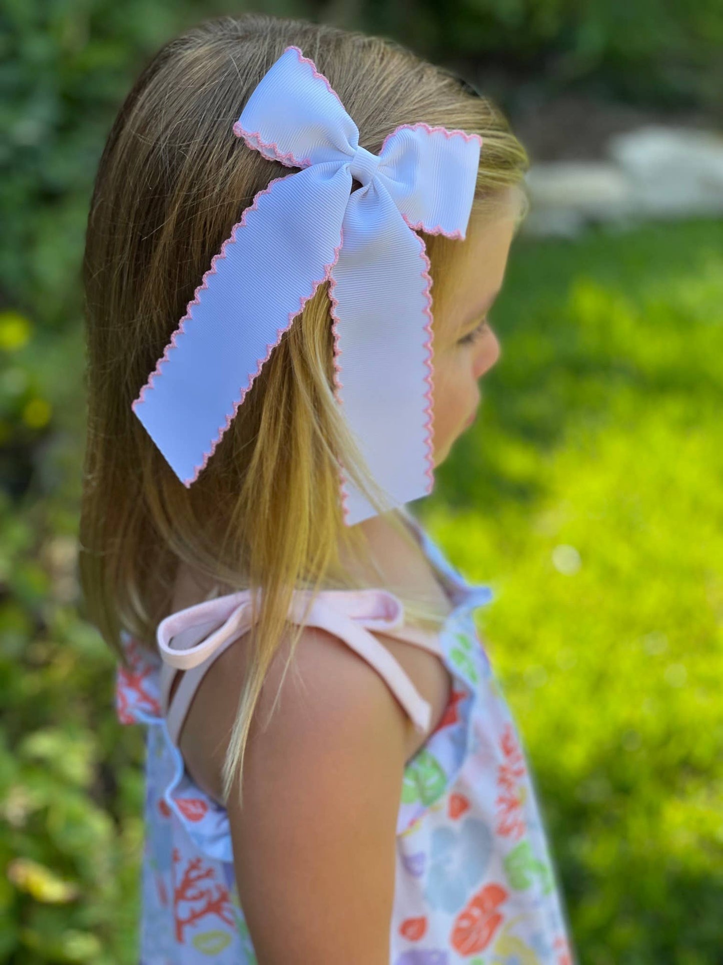 Pink Moonstitch Long-tail bow