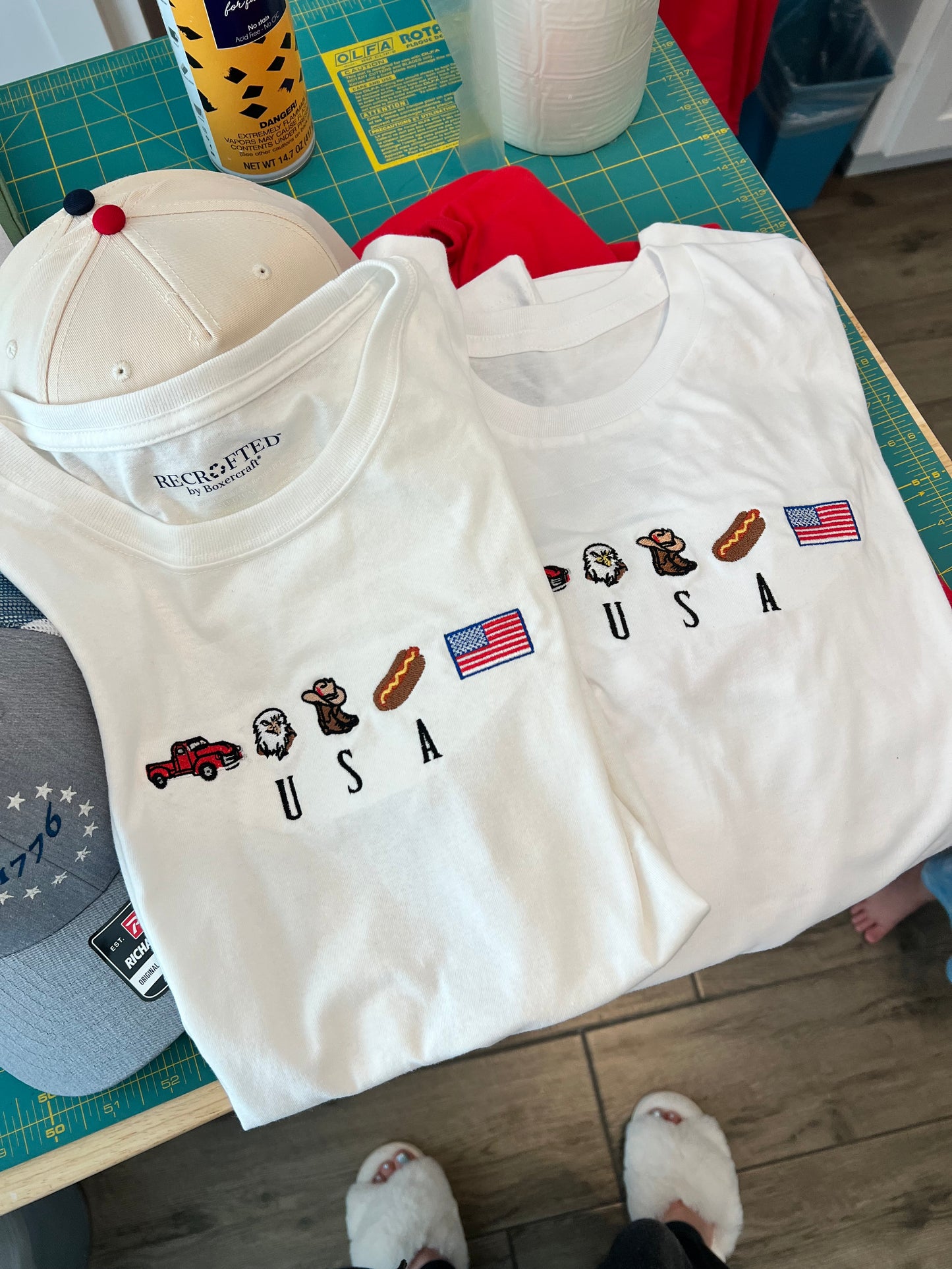 USA Flag Embroidered Tee