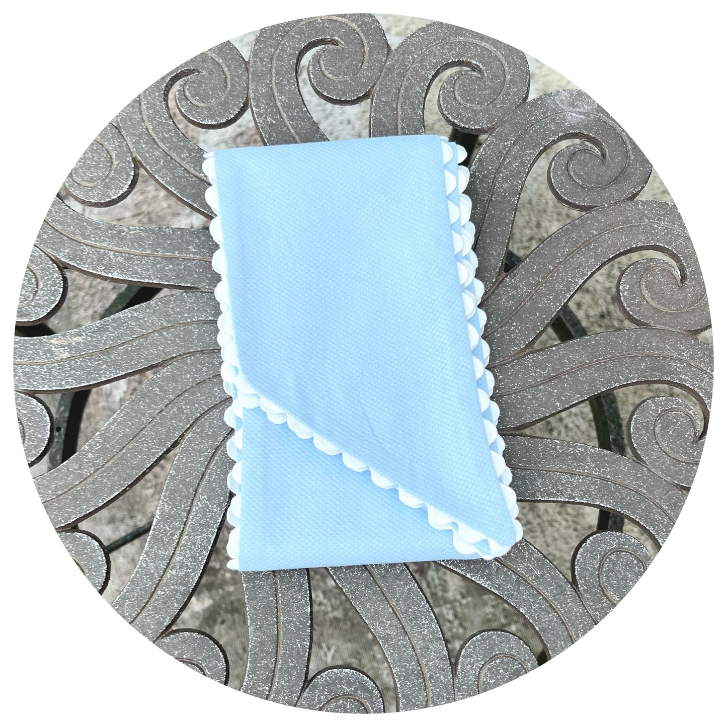 Blue Cotton Pique Sash with Trim