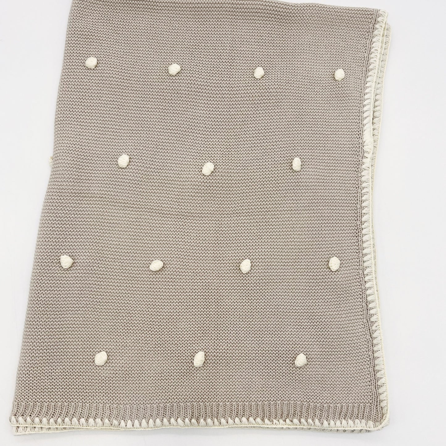 Oatmeal Pom-Pom Baby Blanket