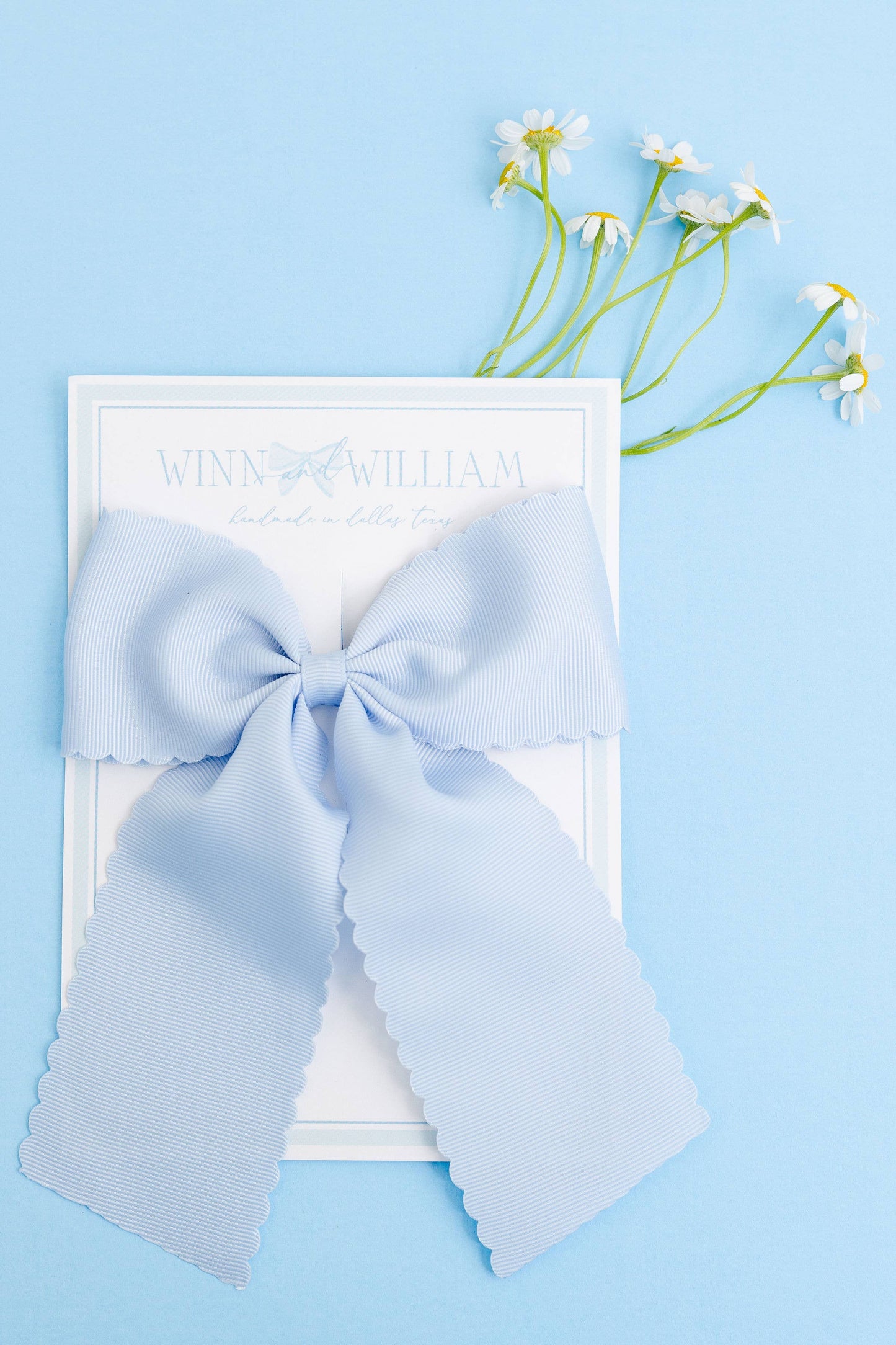 White Scalloped Long-tail Bow