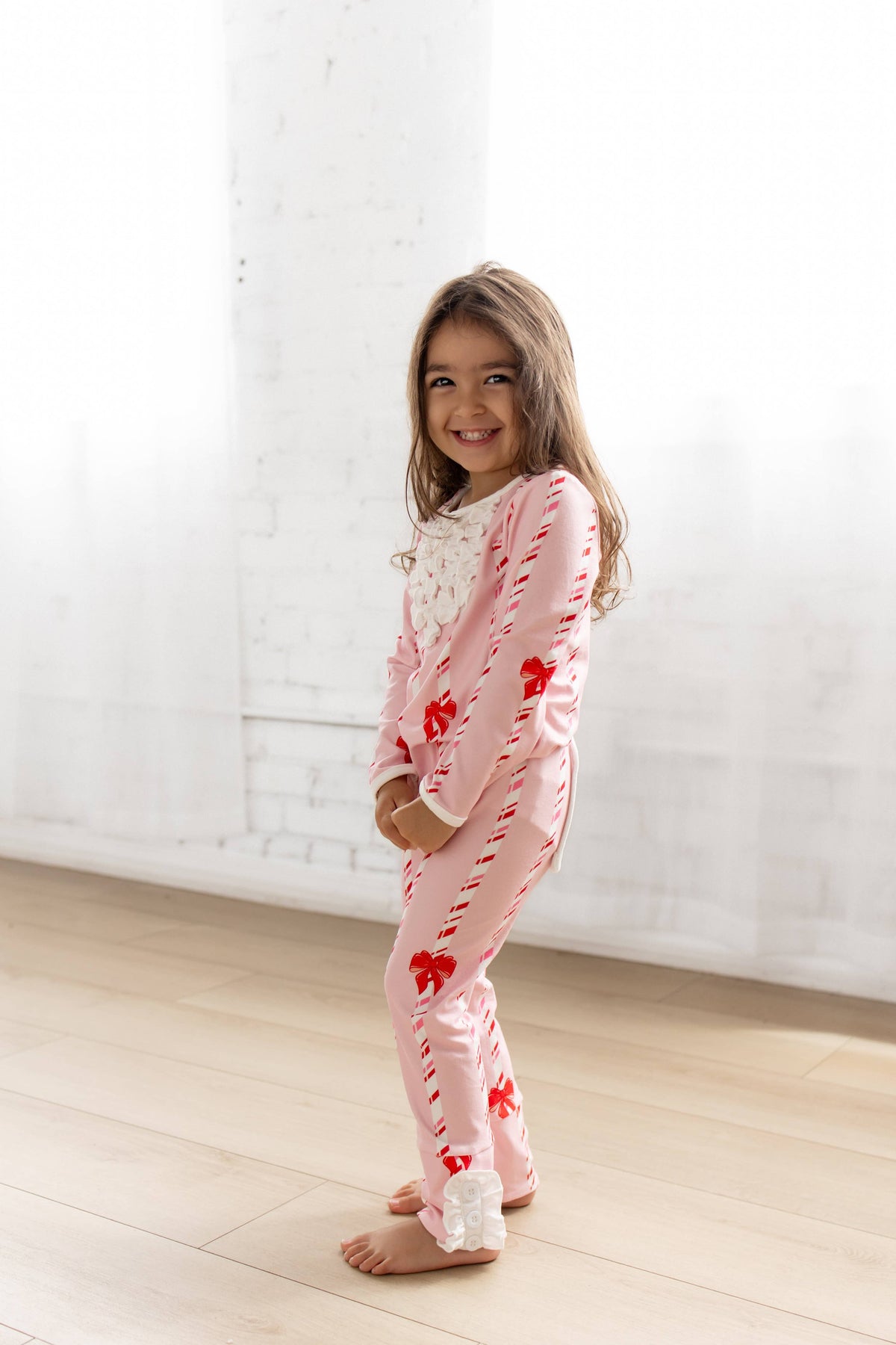 Ruffle Buttflap Pajamas - Candy Cane Lane