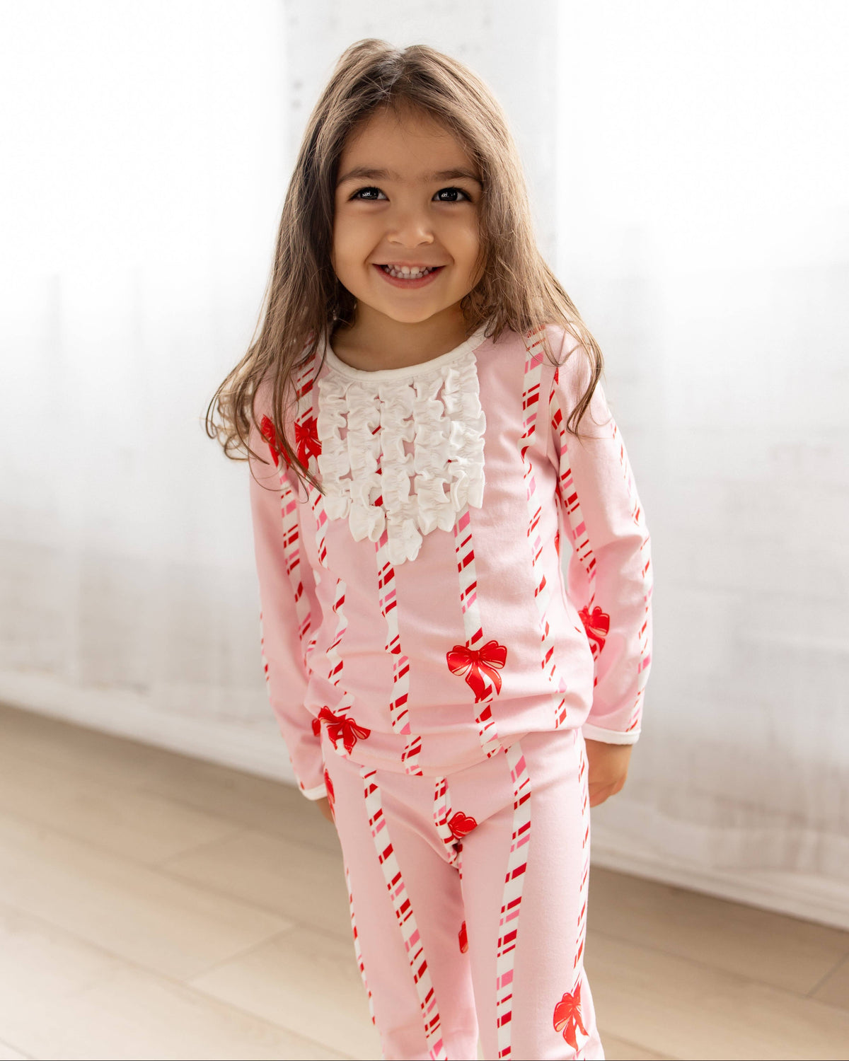 Ruffle Buttflap Pajamas - Candy Cane Lane