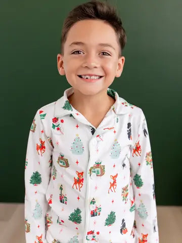 Kids Button Down Christmas Pajamas