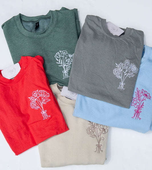 Mother's Bouquet Embroidered Crewneck