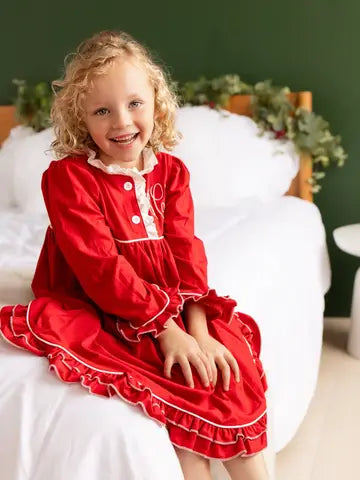 Ruffle Night Gown (red and green)