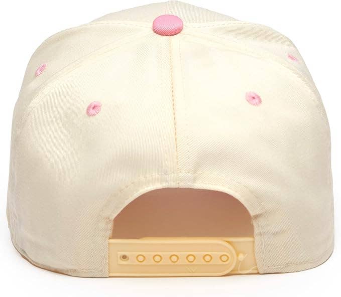 Two Tone Vintage Snapback Hat - Pink/Beige