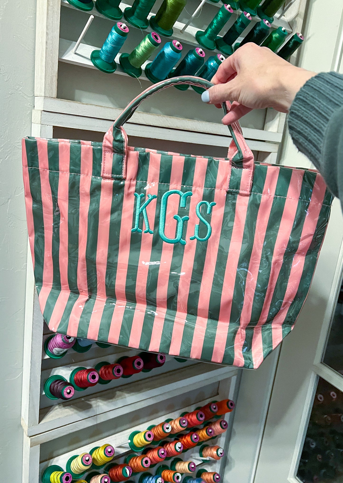 Wipeable Stripe Totes