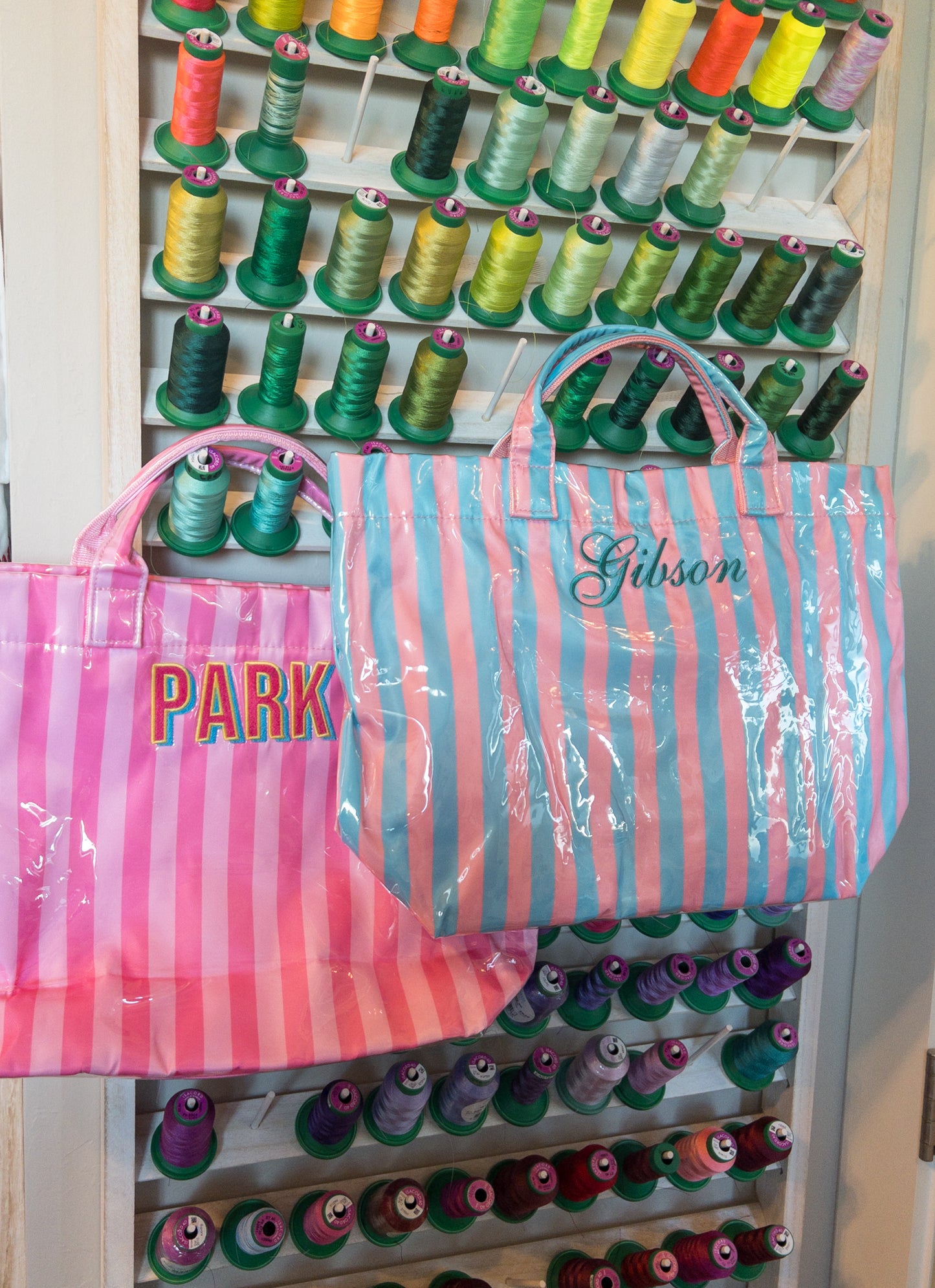 Wipeable Stripe Totes