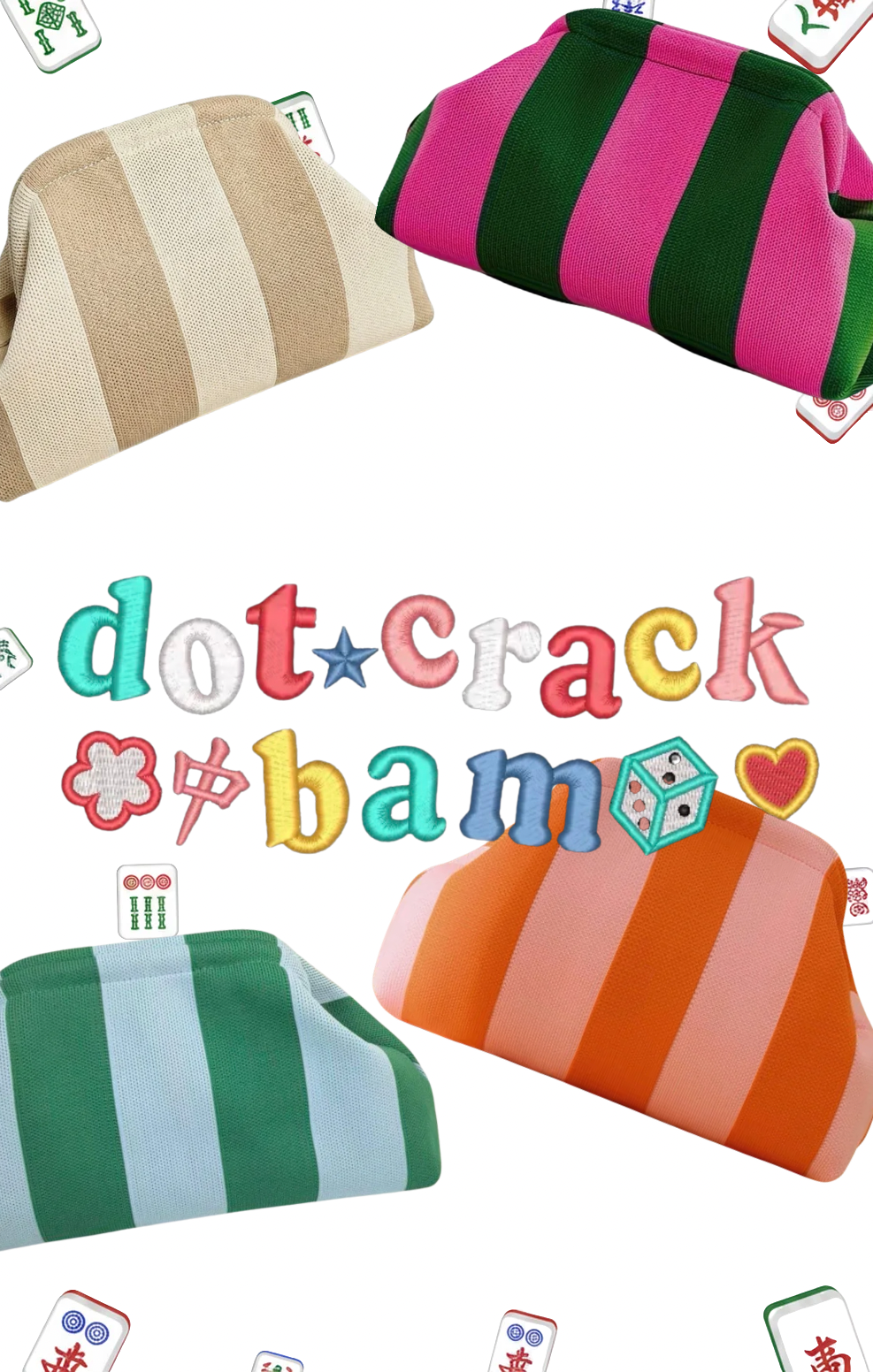 Embroidered Mahjong Tile Bag