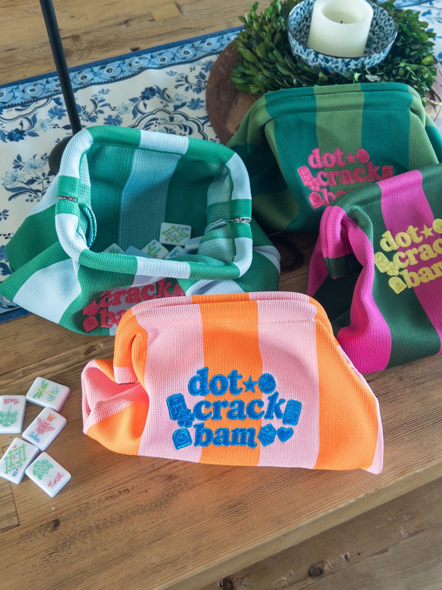 Embroidered Mahjong Tile Bag