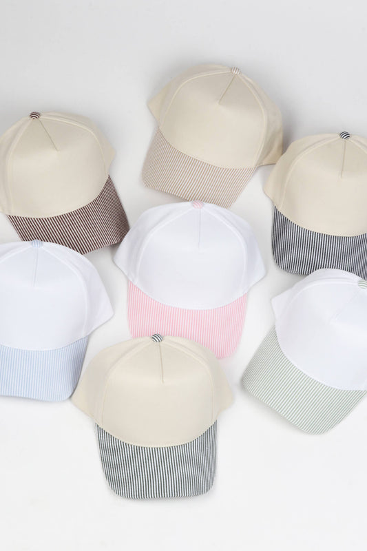 Stripe Brim 5-Panel Baseball Cap