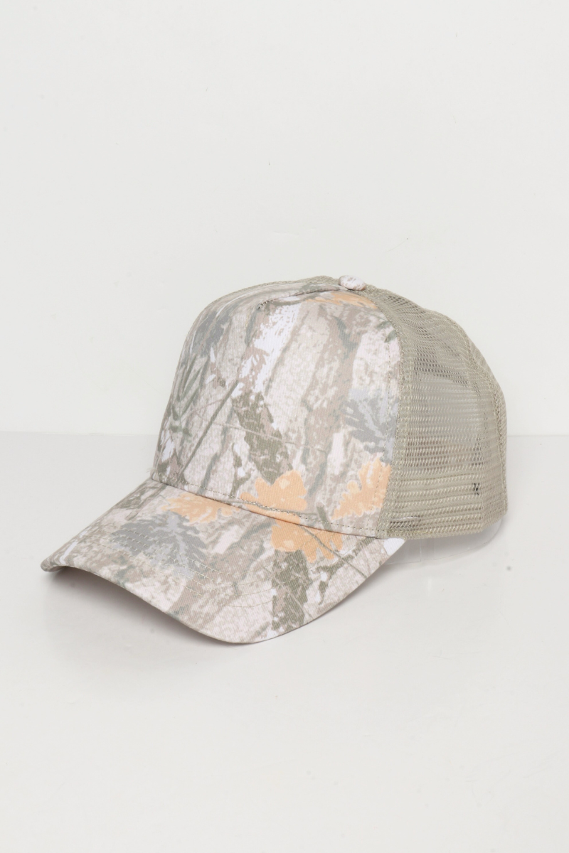 Camo Woods Print Mesh Back Trucker Cap