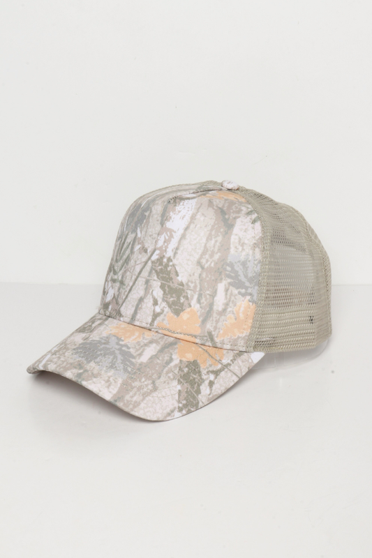 Camo Woods Print Mesh Back Trucker Cap
