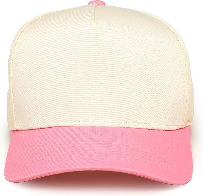 Two Tone Vintage Snapback Hat - Pink/Beige