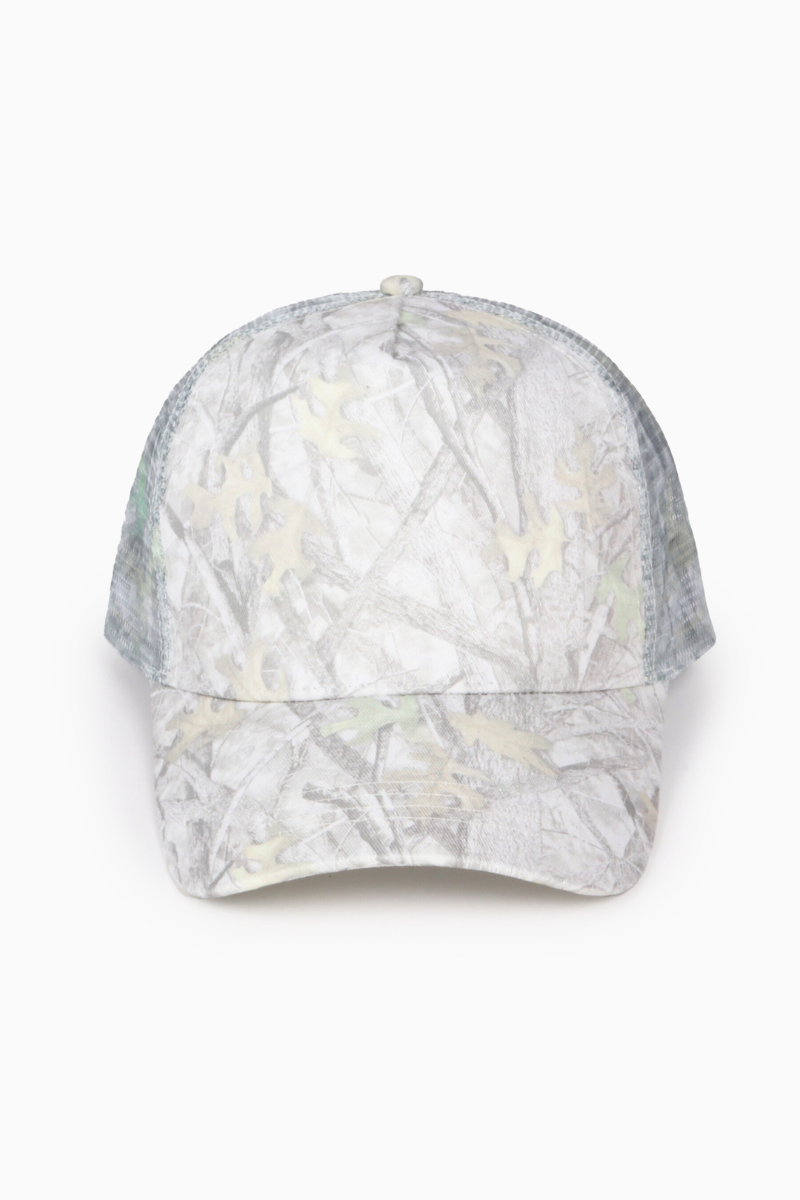 Camo Woods Print Mesh Back Trucker Cap