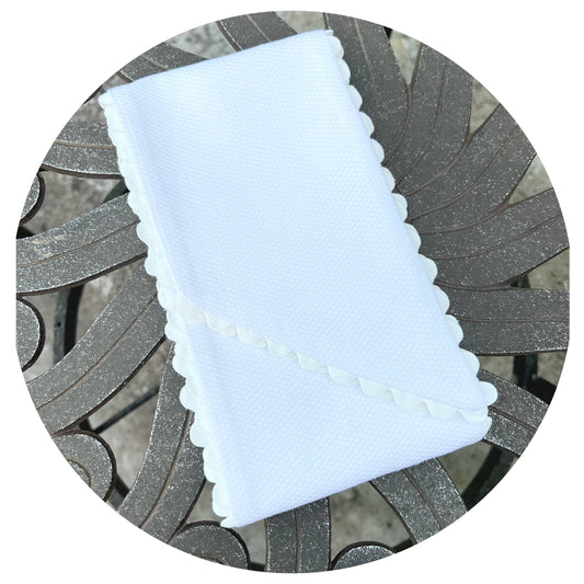 White Cotton Pique Sash with Trim
