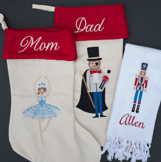 Nutcracker Embroidered Stocking